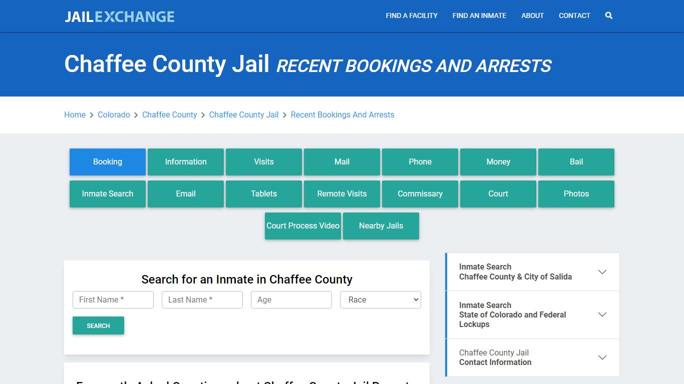 Chaffee County Jail Recent Bookings And Arrests - Jail Exchange