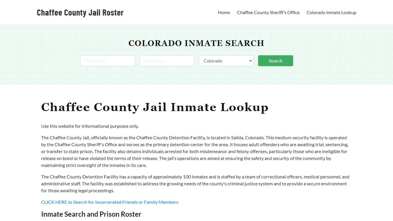 Chaffee County Jail Roster Lookup, CO, Inmate Search