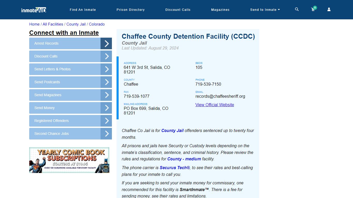 Chaffee County Detention Facility (CCDC) - Inmate Locator